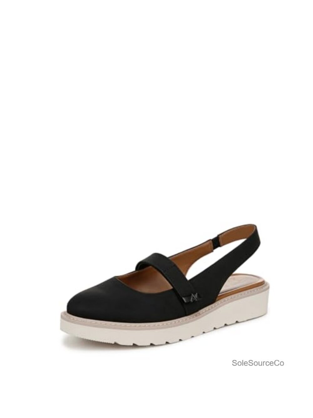 Women's Mary Jane Flat Slingback Wedge Almond Toe Hook-and-Loop Strap Comfort